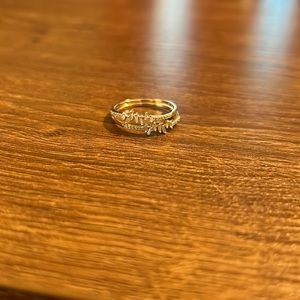 10k gold clear gemstone stacking rings.  Set of 2